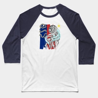 Philippine Flag-Tribal line Art Jellyfish / Baybayin word Buhay (Life) Baseball T-Shirt